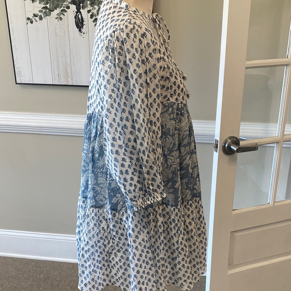 Daughters of India Blue and White Patterned Dress - Picture 4 of 11